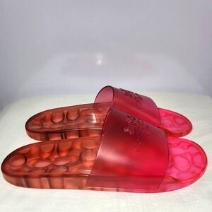 Coach Women's Size 9B Pink Ulyssa Jelly Slides.